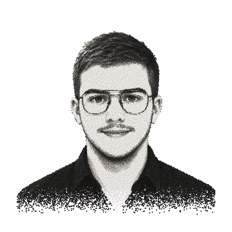 Ben Brändle, ein Porträt aus einzelnen Partikeln gezeichnet